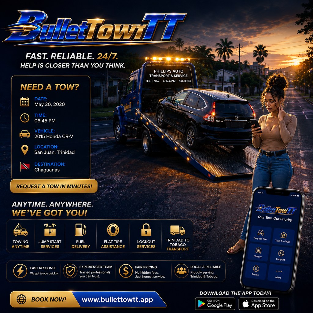BulletTowTT tow truck loading a customer vehicle at sunset while the driver is tracked in the app